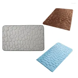 Bath Mats Cobblestone Embossed Bathroom Mat Coral Fleece Non-Slip Carpet In Bathtub Floor Rug Shower Room Doormat