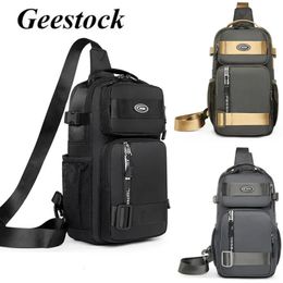 Geestock Waterproof Mens Shoulder Bag Outdoor Crossbody Sling Bags Large Capacity Travel Sport Messenger Chest 240301