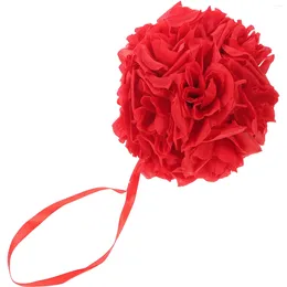 Decorative Flowers Romantic Rose Flower Ball Artificial DIY Hanging For Wedding Party Decoration (Red)