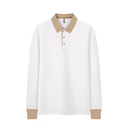 Mens Golf SpringAutumn Long Sleeve Youth Casual Fashion Simple Splicing Lapel Polo Shirt Base Top Customized image 240226