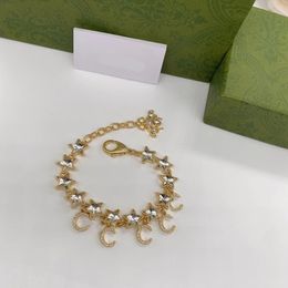 Luxury designer Crystal Star Letter Pendant Charm Bracelet Women's fashion exquisite Jewellery