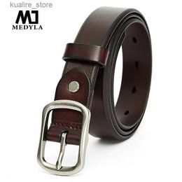 Belts MEDYLA Lady Belt With Classic Buckle Alloy Buckle With Adjustable Ladies Luxury Brand Cute Thin Belt Made of % Cowhide L240308