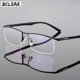 BCLEAR Arrival High-end Business Mens Eyeglasses Frame Unique Temple Design Alloy Half Rim Spectacle Eyewear 240227