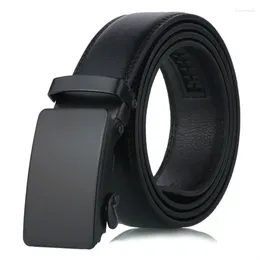 Belts Fashion Men's Luxury Leather Belt For Man Automatic Buckle Waist Strap Jeans Pants Male Pure Black Waistband 110cm