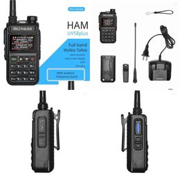 Walkie Talkie Ruyage Uv58Plus 6 Bands Amateur Ham Two Way Radio 999Ch Air Band Vox Dtmf Sos Lcd Colour Scanner Aviation Drop Delivery Dhiac