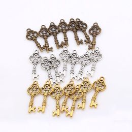 Whole-Key shaped Charm Three Color Vintage Metal Zinc Alloy Fine Trendy Keys Pendant Charms for Jewerly 80pcs lot 9 26mm 6478317D