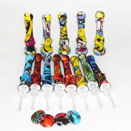 smoking Silicon Mini Straw Water Pipes with Titanium Nail For Dab Rig Silicone bongs Pipe4376515