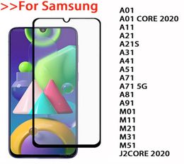 For Samsung M01 M11 M21 M31 M51 J2 A01 CORE 2020 A11 A21 A31 A41 A51 A71 A81 A91 Full Cover Full Glue Tempered Glass Phone Screen 1404358