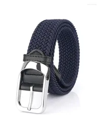 Belts 3.5cm Wide High Quality Men Belt Woven Damp Cloth Casual Elastic Jeans Zigzag Needle Buckle Canvas Golf Summer 105cm Pin