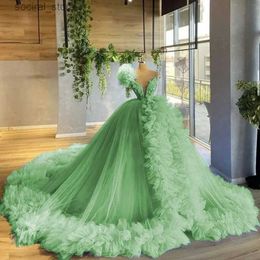 Maternity Dresses Ruffles Women Tulle Formal Party Gowns V Neck Long Evening Dresses 2023 Puffy Ball Gown Maternity Photo Dress L0308