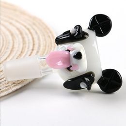 Cute panda 14mm 18mm male bowl solid glass 14.4 nail bowls smoking accessories for glass bongs and water pipes random color