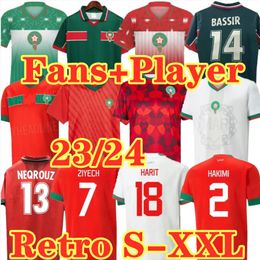 1994 1998 Retro Morocco soccer jerseys HAKIMI MAZRAOUI AMRABAT AGUERD ZIYECH BOUFAL SAISS 2023 2024 player version football shirts HADDA uniforms retro long sleeve