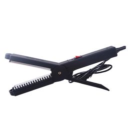 WholeBlack Ceramic Titanium Plate Hair Straightener Professional Straightening Flat Iron 220240V MF00115637005