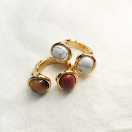 Colored Natural Tiger Eyes Stone Middle Ages Open Ring for Women Crowd Design Vintage Unique Metal Light High End Charm