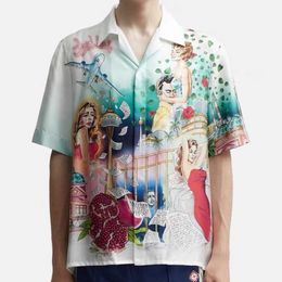 24SS Casablanca Men's Casual Shirts Tenni Movie Theatre Hawaiian short sleeved vacation shirt casablanc