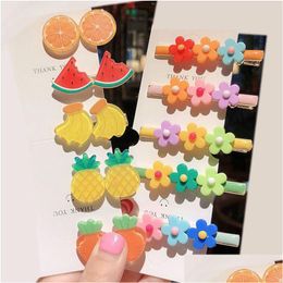 Hair Accessories Old Cobbler Vd001 Hair Accessories Baby Clip Candy Colored Flowers Girl Fruit Shape Resin Headwear Drop Delivery Baby Dhcns