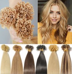 U TIP Remy human hair extensions 100 strands per set European Keratin Stick Hair Straight 16quot 18quot 22quot brown blonde 7782031