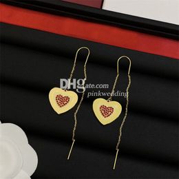 Retry Heart Shape Stud Stylish Heart Diamond Earring Vintage 18K Gold Plated Earrings Chirstmas Gift With Box
