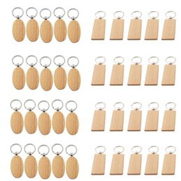 Keychains 40 Pcs Blank Wooden Key Chain DIY Wood Tags Gifts Yellow 20 Oval & 20 Rectangle1253y