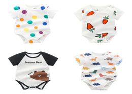 Newborn Baby Cartoon Rompers 35 Colors Infant Strawberry Dot Onesies Kids Casual Clothing Boys Girls Baby Clothes Toddler Jumpsuit8940536