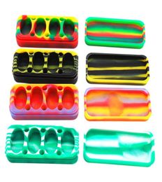 5pcslot 75ml rectangle 4 pits assorted Colour silicone container for Dabs Round Shape Silicone Containers wax Silicone Jars Dab co5476305