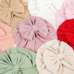 Hair Accessories 2024 1Pcs Baby Girls Boys Headband Cute Big Bow Hats Solid Colour Soft Born For Toddler Turban Infant Headwear