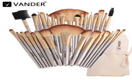 Vanderlife 32Pcsset Champagne Gold Oval Makeup Brushes Professional Cosmetic Make Up Brush Kabuki Foundation Powder Lip Blending 9103334