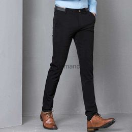 Men's Black Stretch Skinny Men Party Office Formal Pencil Pant Business Fit Trousers 240308