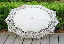 Gothic Ivory Lace Parasol Umbrella White Fancy Hollow Black Victorian Wedding Parasols for Bride Bridesmaid Good Quality Custom Co4635256