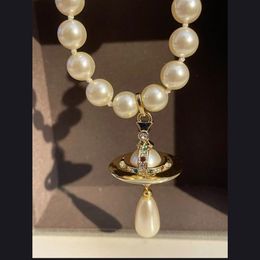 Luxury Fashion Drop pearl necklace pendant Designer Jewellery Stereoscopic Saturn Necklace Retro Style240i