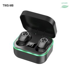 TWS headphone Wireless Breathing light Bluetooth V51 In ear waterproof Headset M8 with LED Display 300mAh Charge case Mini Sport 8708781