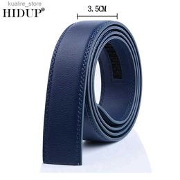 Belts HIDUP Good Quality Real Genuine Leather Automatic Model Belt for Men Blue Colour Strap Only Without Buckle 3.5cm Width LUWJ17 L240308