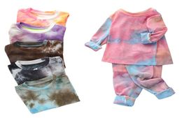 Fall Toddler Girl Tie Dye Boutique Outfit Clothes Christmas Kid Casual T Shirt TopTrouser 2PC Tracksuit Children Set Apparel8152781