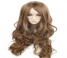 Light Brown Kanekalon Long Hair Wigs Womens Synthetic Full Wig 4159285