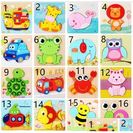 Intelligence Toys 32 Style Wooden Puzzle Toys For Interaction With Childs Kids Cartoon Animal Wood Puzzles Educational Children Christ Dhtxg