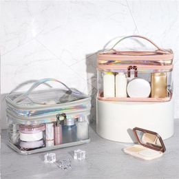 HBP Cosmetic Bag Portable Transparent Makeup Bag Storage Case Handbag for Toiletries Cosmetics Black Pink Silver353U