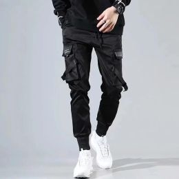 Pants Hip Hop Casual Pockets Track Pants Male Harajuku Trousers Ribbons Harem Joggers Men Combat Tactical Cargo Pants Streetwear