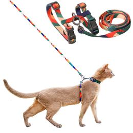 Cat Harness and Leash Set Cats Escape Proof Adjustable Kitten Harness for Large Small Cats Lightweight Soft Pet Safety Harness 240229