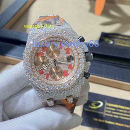 Relógio Iced Out de aço inoxidável brilhante com configuração manual Bustdown VVS Moissanite Watch