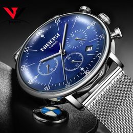 Mens Watches Nibosi Top Brand Luxury Waterproof Ultra Thin Date Clock Male Steel Strap Casual Quartz Watch Men Sports Wristwatch Y257F