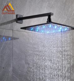 Wall Ceiling Mount 16 Inch Square LED Rainfall Shower Head Plumbing Fixtures Without Shower Arm Oil Rubbed Bronze7025354