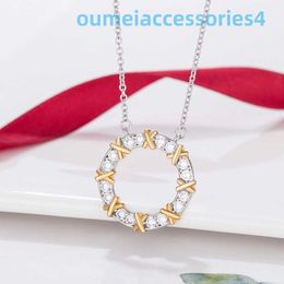 2024 Jewellery Designer Brand Necklaces Fashion Circle Men and Women Rose Gold Light Wind Two-color X-shaped Diamond Pendant Clavicle Chain for Girls