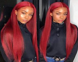 Red Lace Front Human Hair Wigs Red Human Hair Wig 99J T Part Lace Frontal Wig Pre Plucked Full Lace Human Hair Wigs Colored3465065