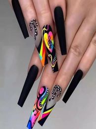 Press on nails luxury whole fake nail Ballet A039s Colourful score shows temperament European and American long wear Armour R9328586