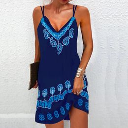 Casual Dresses Women Summer Cold Shoulder Tunic V Neck Short Sleeve Tshirt Print Dress Sweet Club Evening Party Elegant