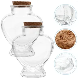 Storage Bottles 2 Pcs Heart-shaped Wishing Bottle Decor Mini With Cork Glass Origami Craft