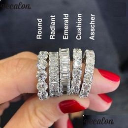 Wedding Rings Vecalon 6 Style Eternity Promise Ring Diamond Stone 925 Sterling Sier Engagement Band For Women Men Jewelry Drop Delive Dhdlq