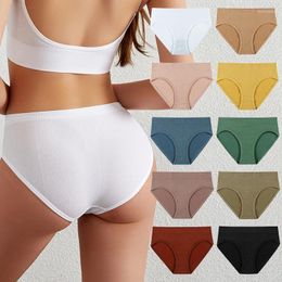 Women's Panties Cotton Seamless High Waisted Thongs Comfortable Sexy Female Underpants Briefs Intimates S-XL