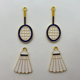 Charms 10pcs Sports Enamel Charm Badminton Racquet Pendant DIY Jewelry Making Earrings Necklace Exploration Supplies