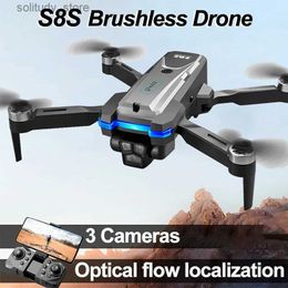 Drones 8K HD Drone Camera 3 Camera Optical Flow Brushless Drone EIS Electronic Anti Shake Drone Distance Avoid Obstacles For Q240308